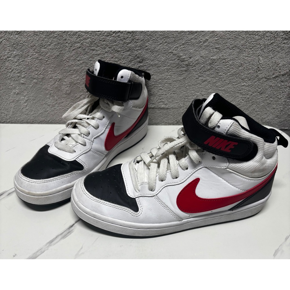 Nike Court Borough Mid 2 Kids 6Y White Black Red CD7782-110 High Top Sneaker